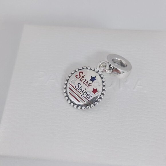 Pandora Stars & Stripes Dangle Charm, Red, White, & Blue Enamel Exclusive Charm - Picture 6 of 10